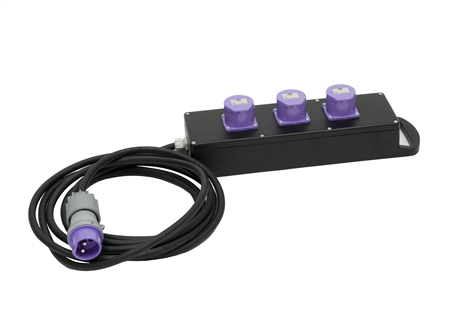 BLOC 3 PRISES 24V A CLAPET P17 - 16A - cable 5m - IP44
