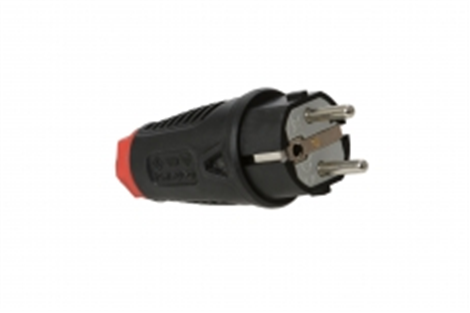 FICHE PRISE MALE 220V 16A CAOUTCHOUC 2P+T NOIRE