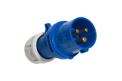 FICHE PRISE MALE 220V 2P+T P17 BLEUE 16A