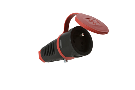 PROLONGATEUR PRISE  FEMELLE 220V 16A CAOUTCHOUC 2P+T NOIRE