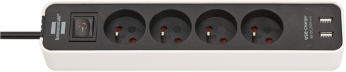 BLOCS 4 PRISES ECOLOR BLANC INTERRUPTEUR + 2 USB
