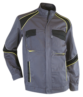 VESTE TRICOLORE SEMIS GRIS/NOIR/JAUNE