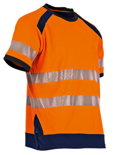 TEE SHIRT HV MANCHES COURTES LMA LAMPION ORANGE FLUO/ MARINE