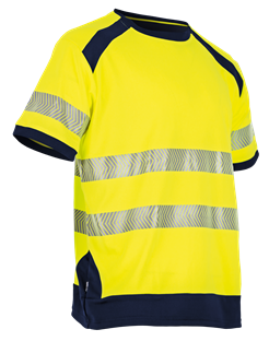 TEE SHIRT HV MANCHES COURTES LMA HALOGENE JAUNE FLUO/ MARINE