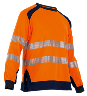 TEE SHIRT HV MANCHES LONGUES LMA REFLET ORANGE FLUO/ MARINE