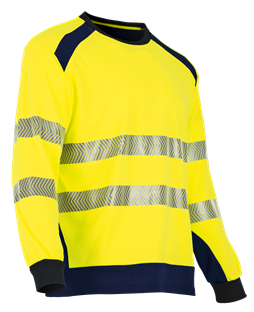TEE SHIRT HV MANCHES LONGUES LMA CLARTE JAUNE FLUO/ MARINE