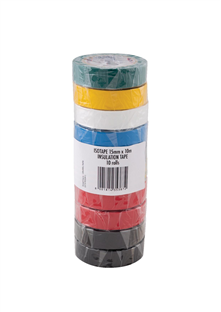 LOT de 10 RUBAN ADHESIF PVC  ISOLANT MULTICOLORE Ø 38M 10M-15MM