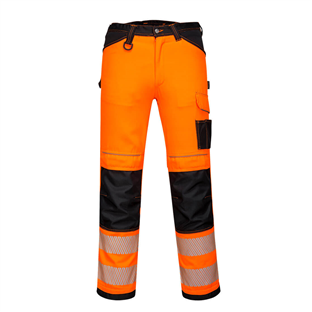 PANTALON EXTENSIBLE HV ORANGE FLUO/NOIR