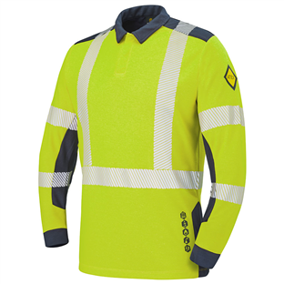 POLO HV MULTIRISQUES LAPILLI JAUNE FLUO/MARINE