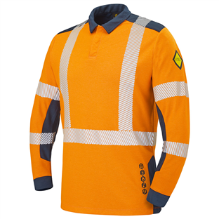 POLO HV MULTIRISQUES LAPILLI ORANGE FLUO/MARINE
