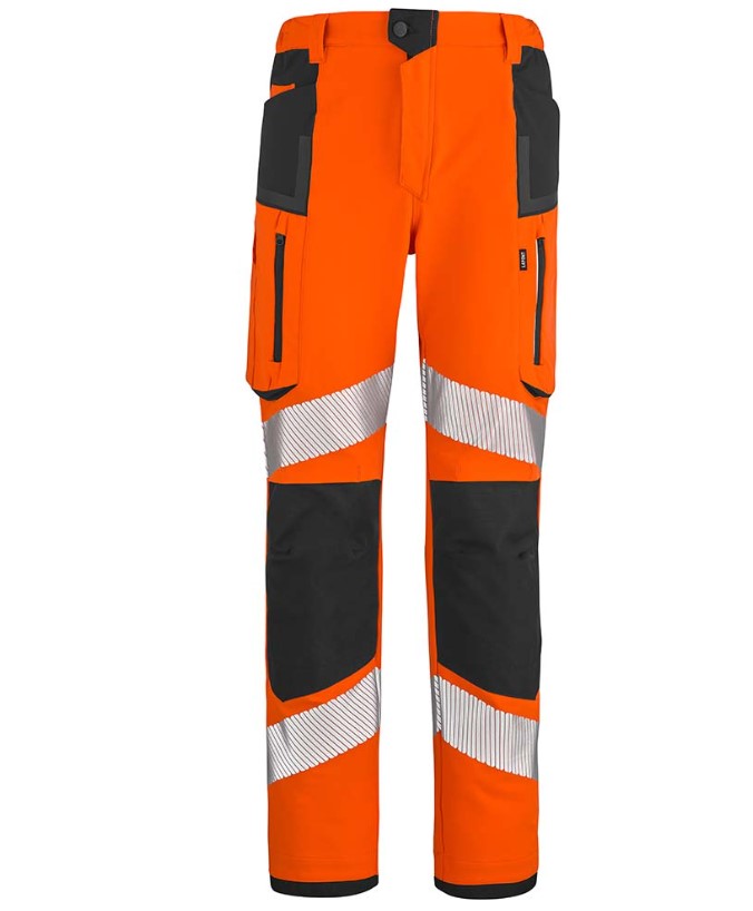 PANTALON STRETCH HV STAR PI ORANGE FLUO/NOIR