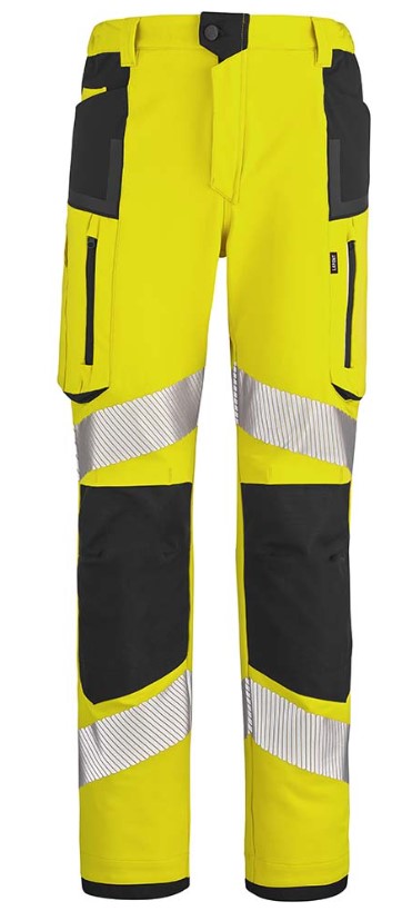 PANTALON STRETCH HV STAR PI JAUNE FLUO/NOIR