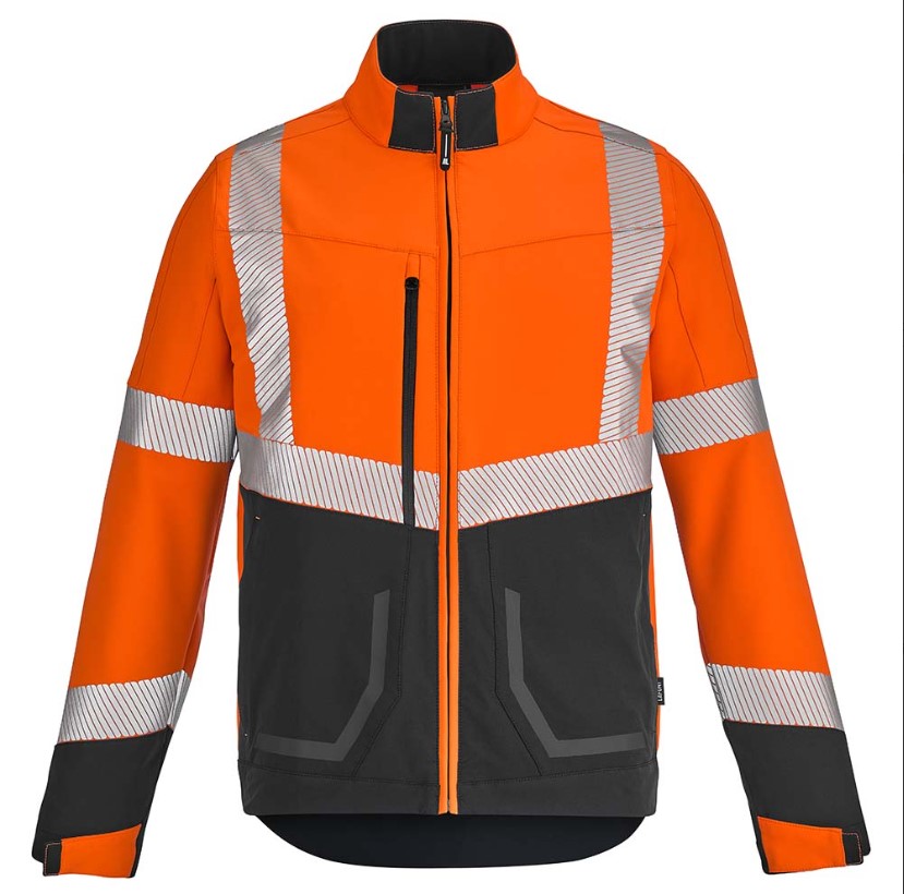 VESTE SOFTSHELL STRETCH LUX PI ORANGE/NOIR