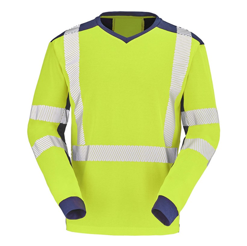TEE SHIRT MANCHES LONGUES HV XP CEPOVETT CHERGUI JAUNE FLUO/ MARINE