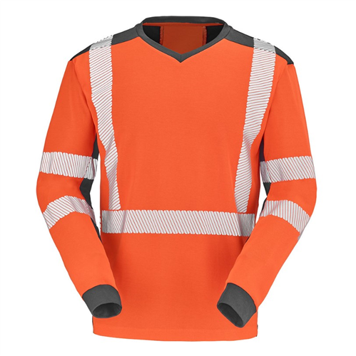 TEE SHIRT MANCHES LONGUES HV XP CEPOVETT CHERGUI ORANGE FLUO/GRIS CHARCOAL