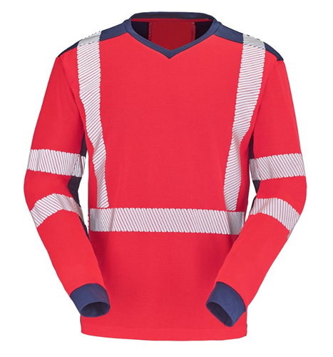 TEE SHIRT MANCHES LONGUES HV XP CEPOVETT CHERGUI ROUGE FLUO/MARINE
